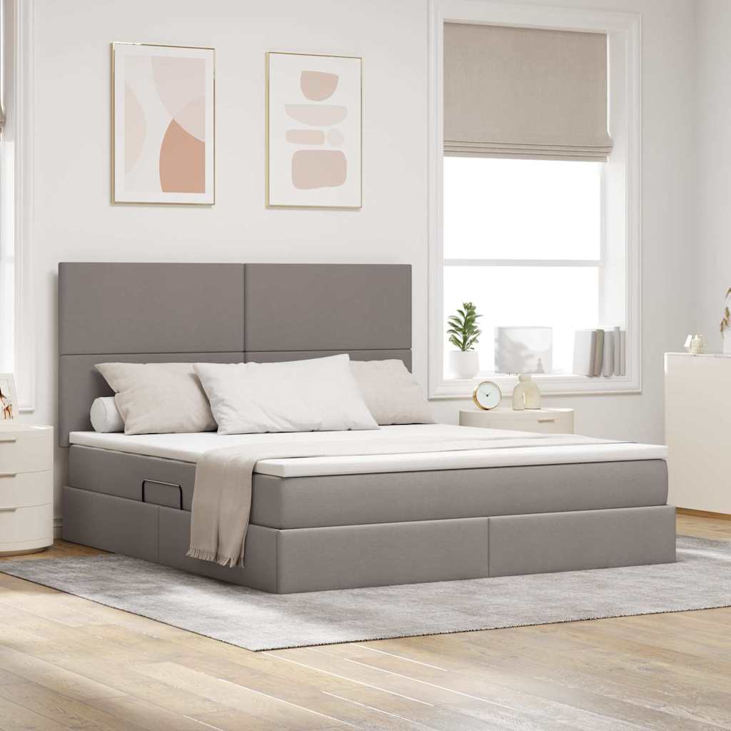 Opslag bed met matras met matras Taupe 160 x 200 cm Polyester – afbeelding 1