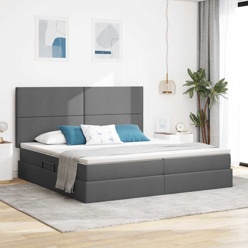 Opslag bed met matras Donkergrijs 200 x 200 cm Polyester – afbeelding 1