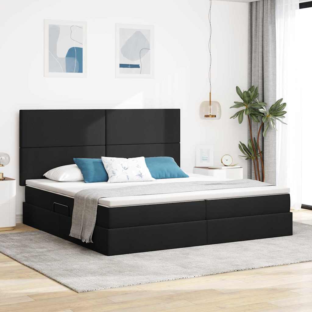 Opslag bed met matras met matras Zwart 200 x 200 cm Polyester – afbeelding 1