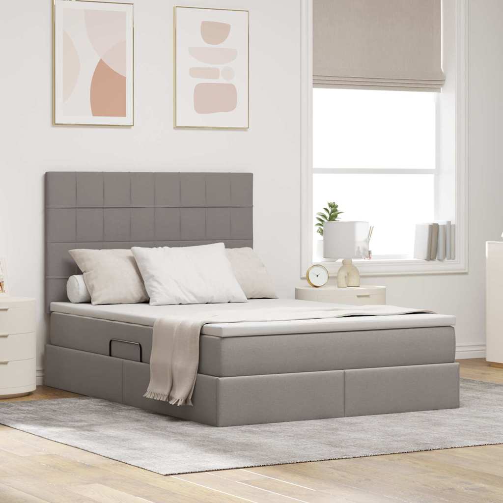 Opslag bed met matras met matras Taupe 140 x 200 cm Polyester – afbeelding 1