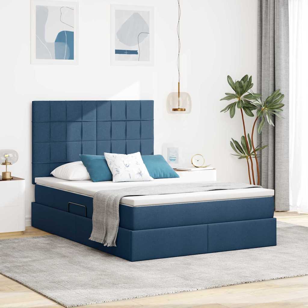 Opslag bed met matras met matras Blauw 140 x 200 cm Polyester – afbeelding 1