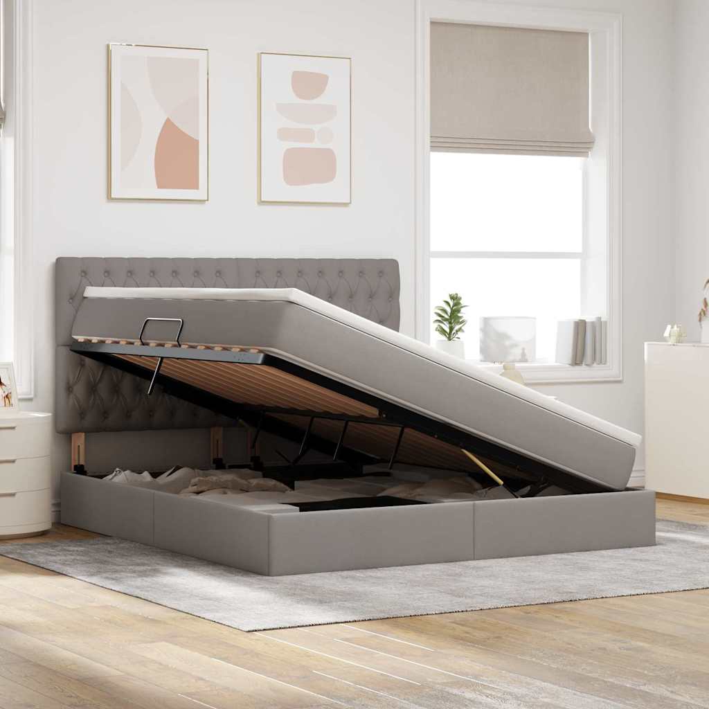 Opslag bed met matras met matras Taupe 160 x 200 cm Polyester – afbeelding 4