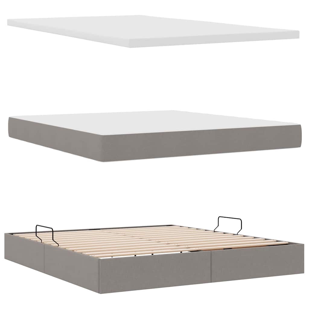 Opslag bed met matras met matras Taupe 160 x 200 cm Polyester – afbeelding 8