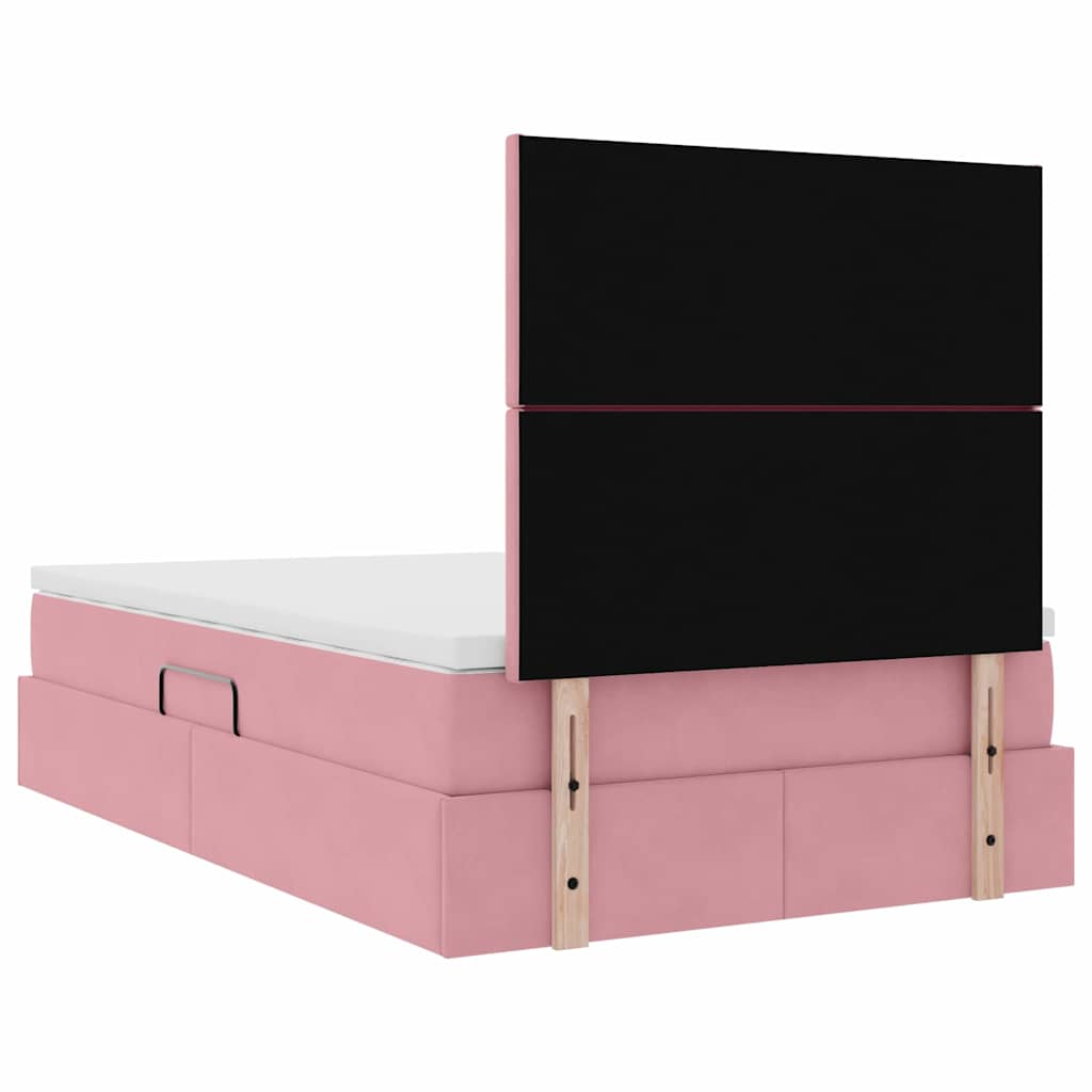 Opslag bed met matras met matras Roze 120 x 190 cm Fluweel – afbeelding 11