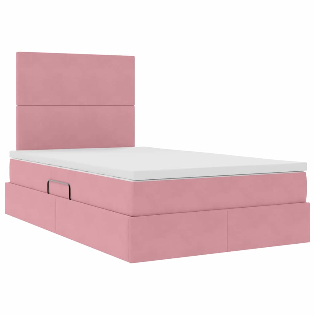 Opslag bed met matras met matras Roze 120 x 190 cm Fluweel – afbeelding 5