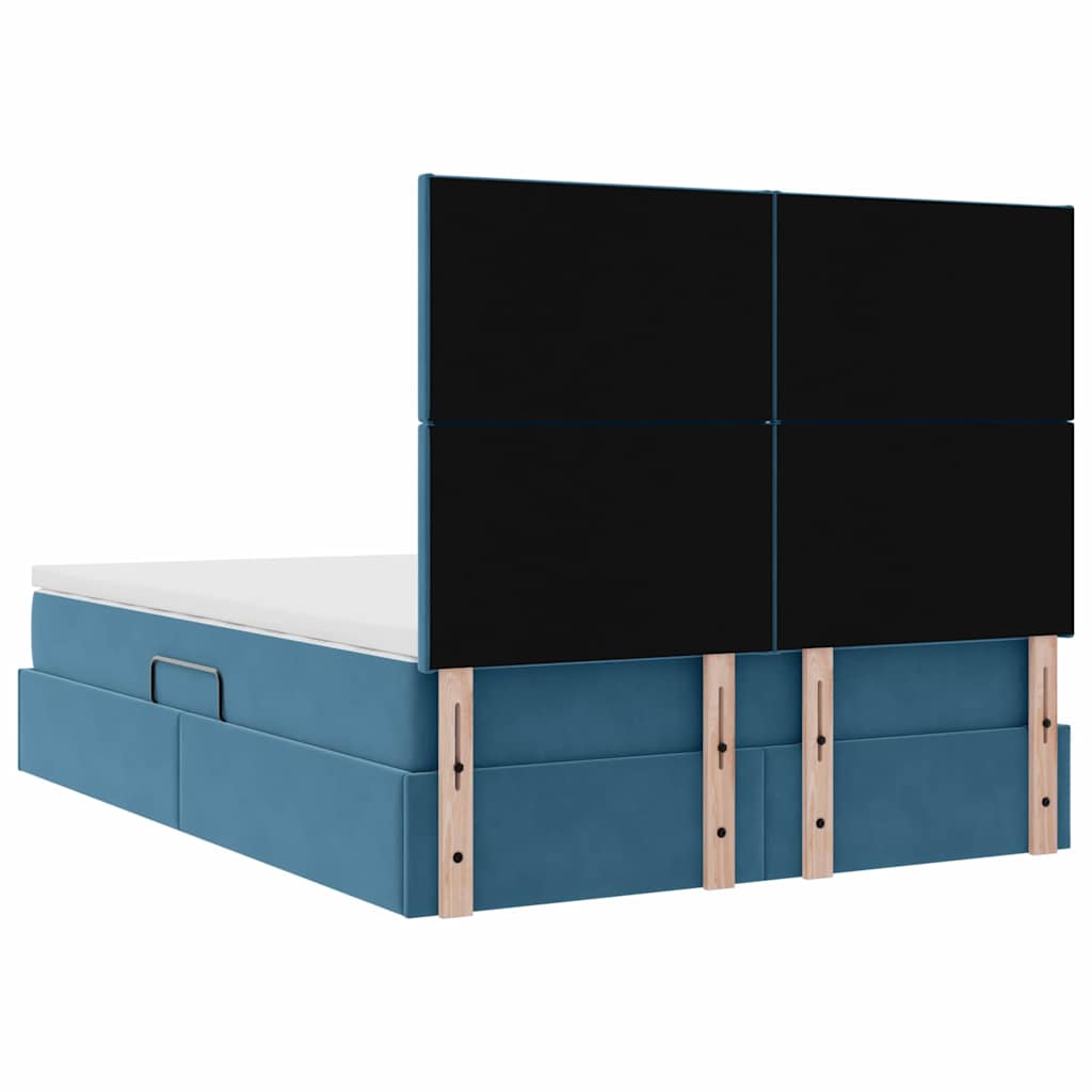 Opslag bed met matras Donkerblauw 140 x 190 cm Fluweel – afbeelding 11
