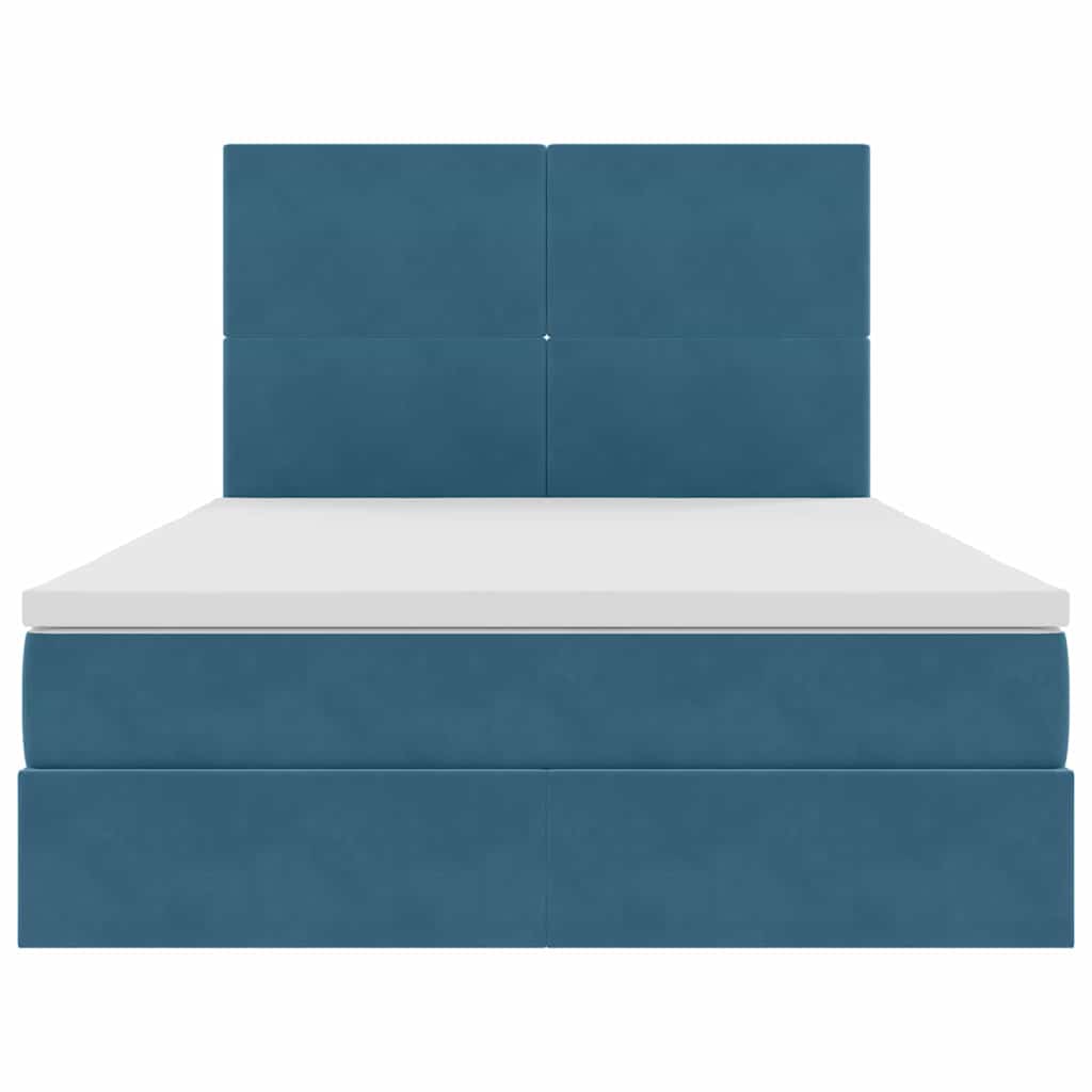 Opslag bed met matras Donkerblauw 140 x 190 cm Fluweel – afbeelding 7