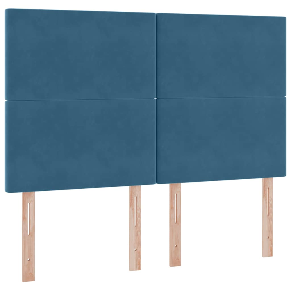 Opslag bed met matras Donkerblauw 140 x 190 cm Fluweel – afbeelding 9