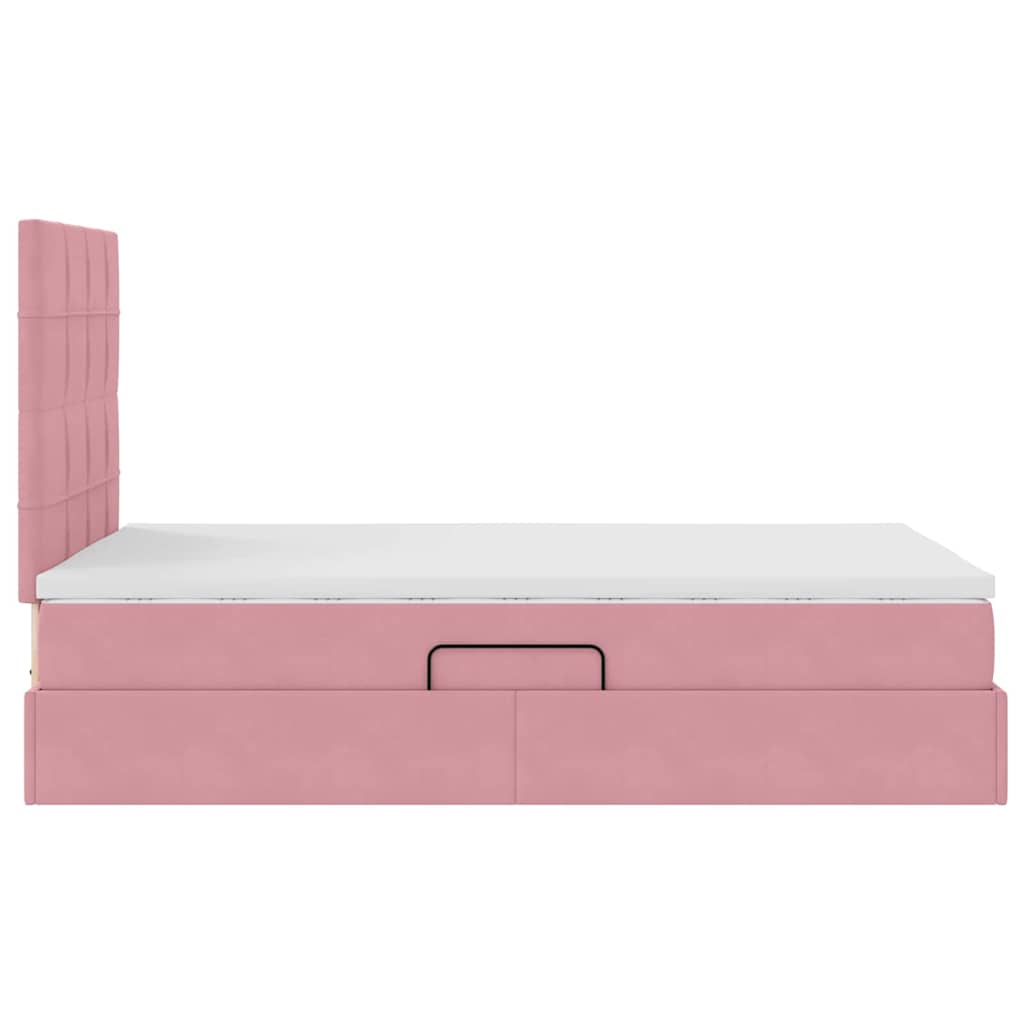 Opslag bed met matras met matras Roze 120 x 190 cm Fluweel – afbeelding 10