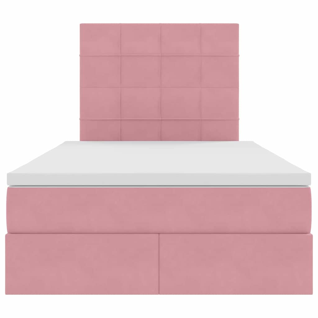 Opslag bed met matras met matras Roze 120 x 190 cm Fluweel – afbeelding 7