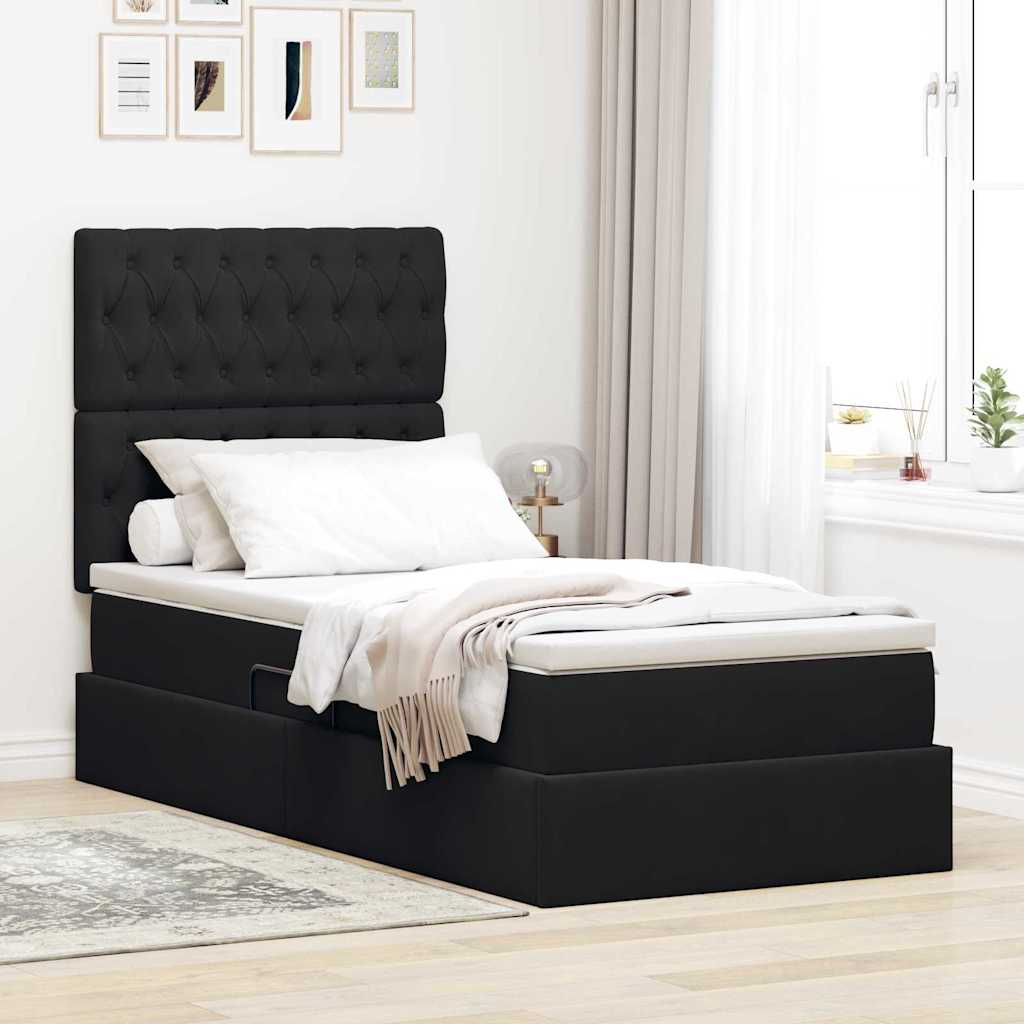 Opslag bed met matras met matras Zwart 90 x 190 cm Fluweel – afbeelding 1