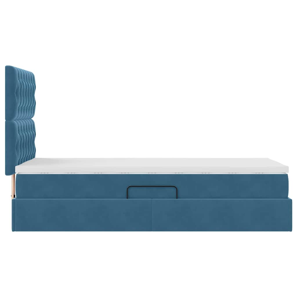 Opslag bed met matras Donkerblauw 90 x 190 cm Fluweel – afbeelding 10