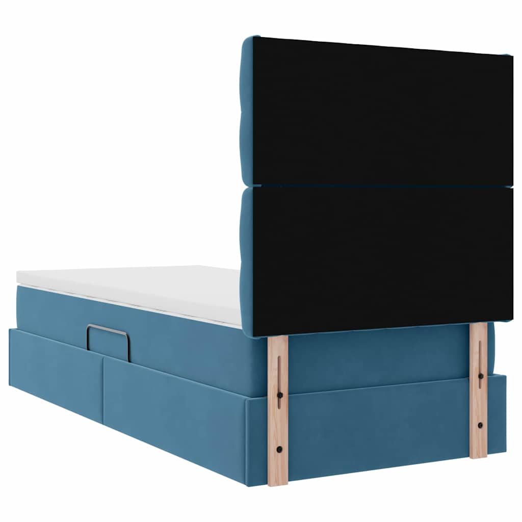 Opslag bed met matras Donkerblauw 90 x 190 cm Fluweel – afbeelding 11