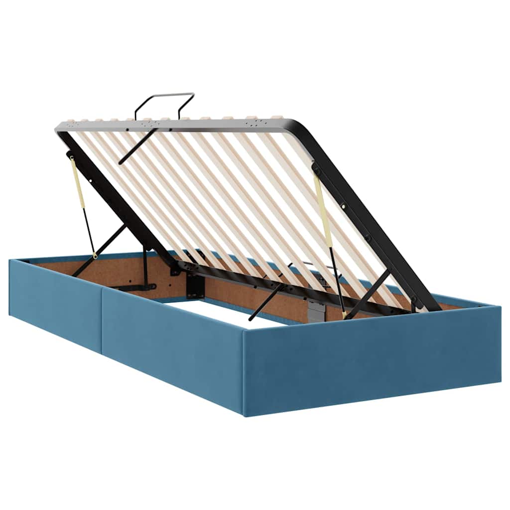 Opslag bed met matras Donkerblauw 90 x 190 cm Fluweel – afbeelding 6