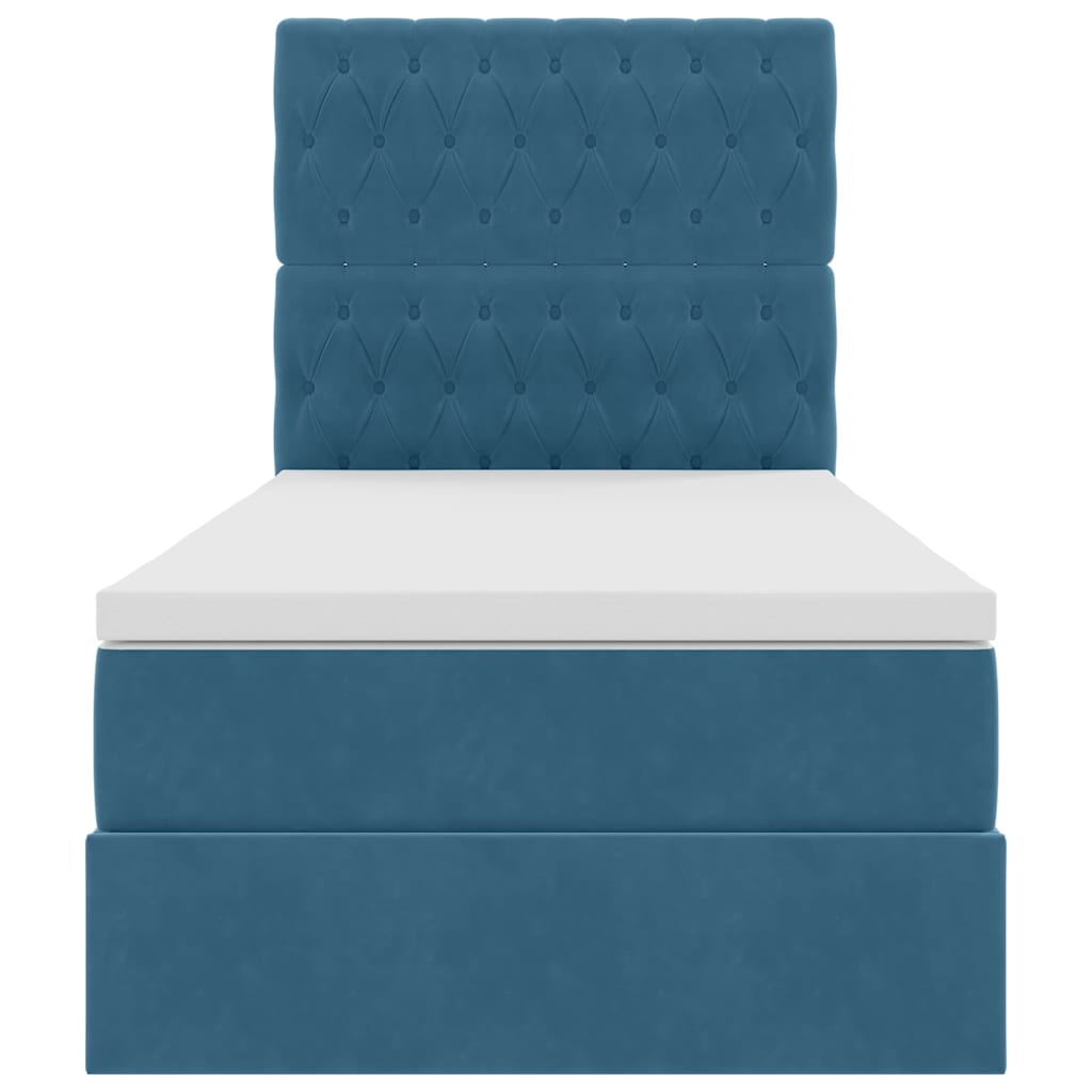 Opslag bed met matras Donkerblauw 90 x 190 cm Fluweel – afbeelding 7