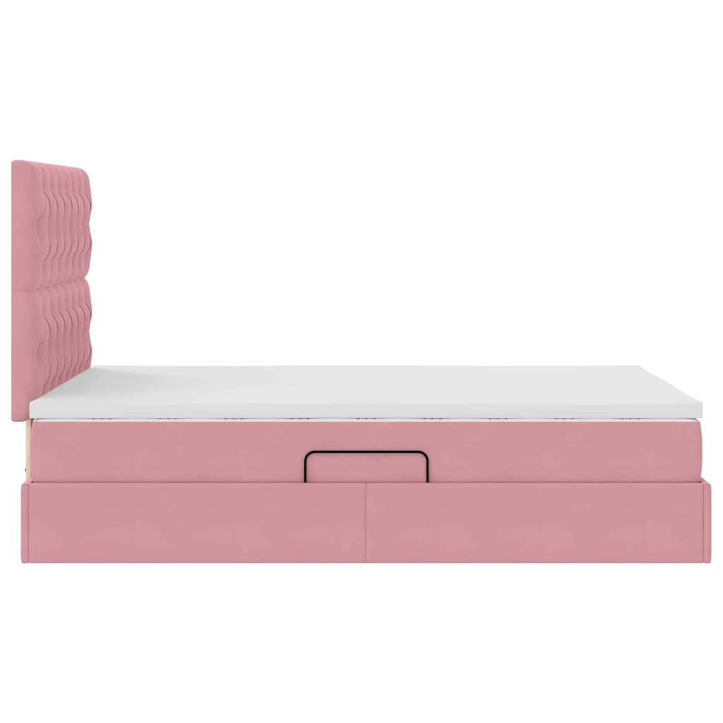 Opslag bed met matras met matras Roze 120 x 190 cm Fluweel – afbeelding 10