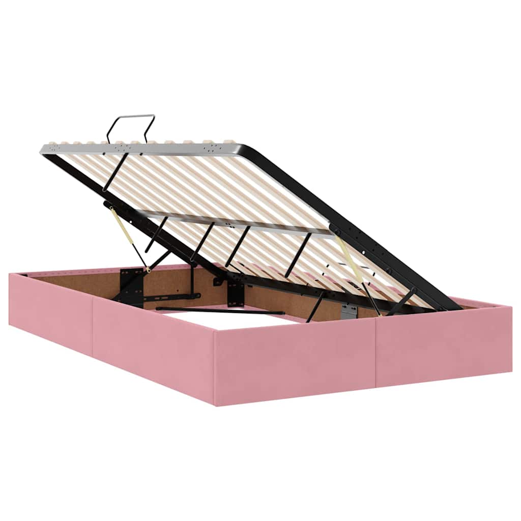 Opslag bed met matras met matras Roze 120 x 190 cm Fluweel – afbeelding 6