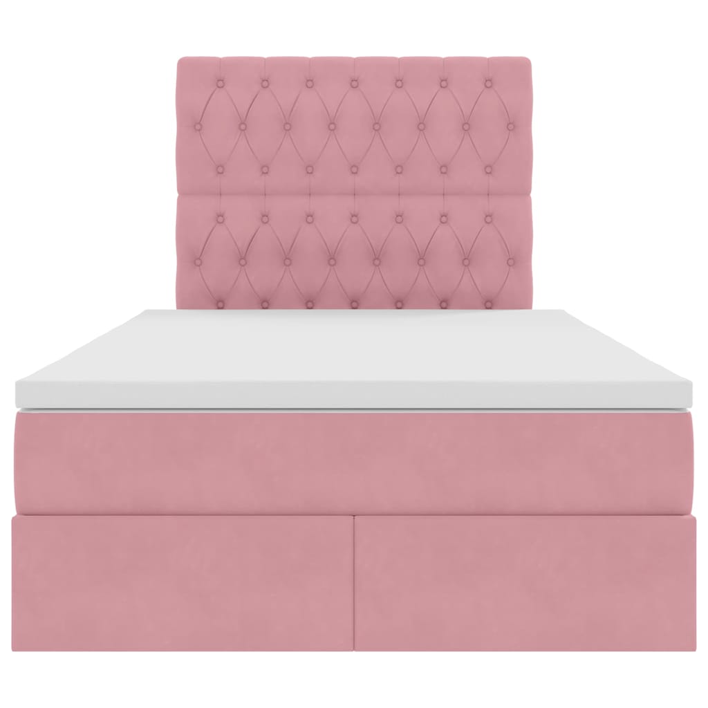 Opslag bed met matras met matras Roze 120 x 190 cm Fluweel – afbeelding 7