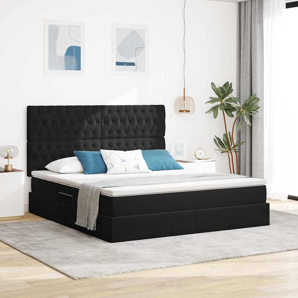 Opslag bed met matras met matras Zwart 160 x 200 cm Fluweel