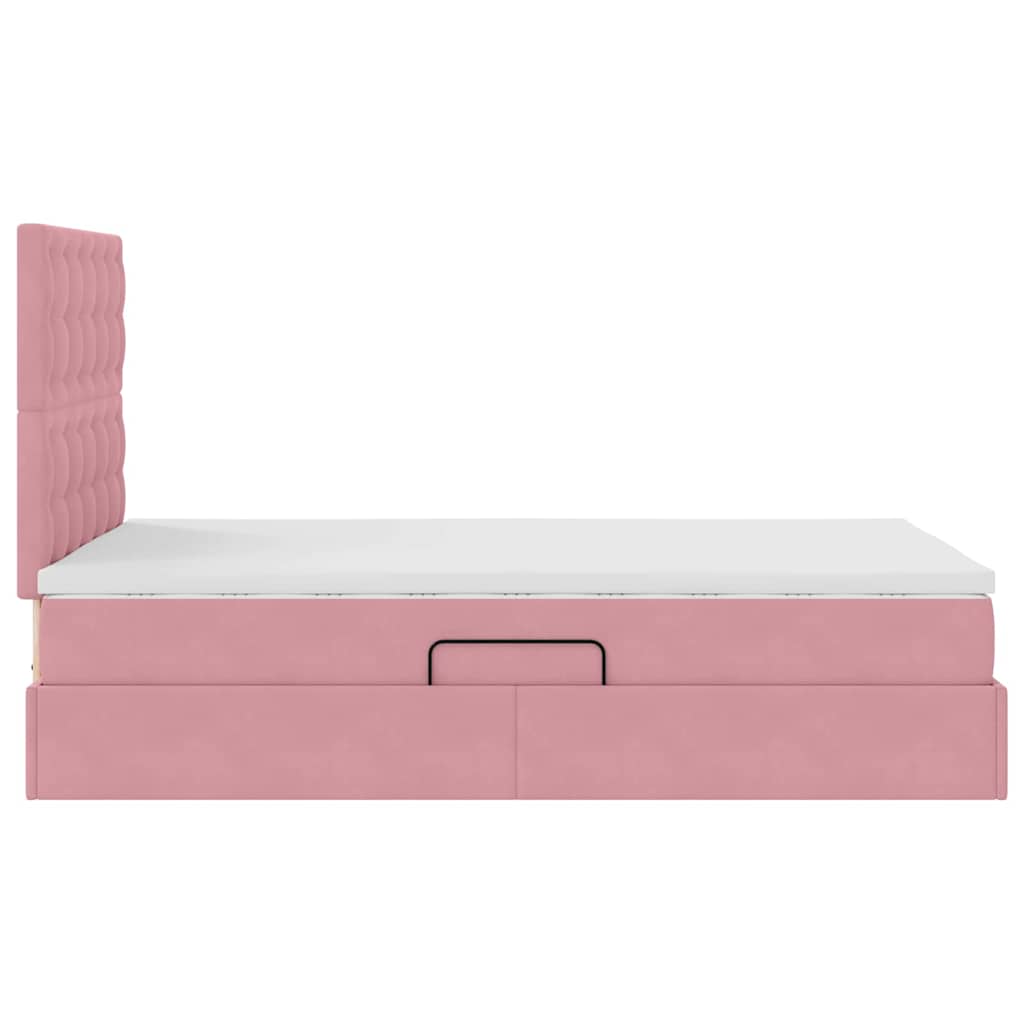 Opslag bed met matras met matras Roze 120 x 190 cm Fluweel – afbeelding 10