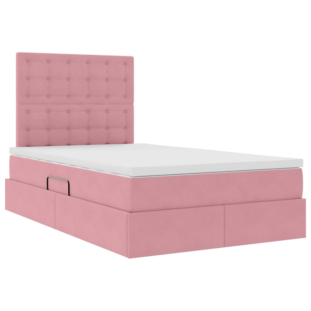 Opslag bed met matras met matras Roze 120 x 190 cm Fluweel – afbeelding 5