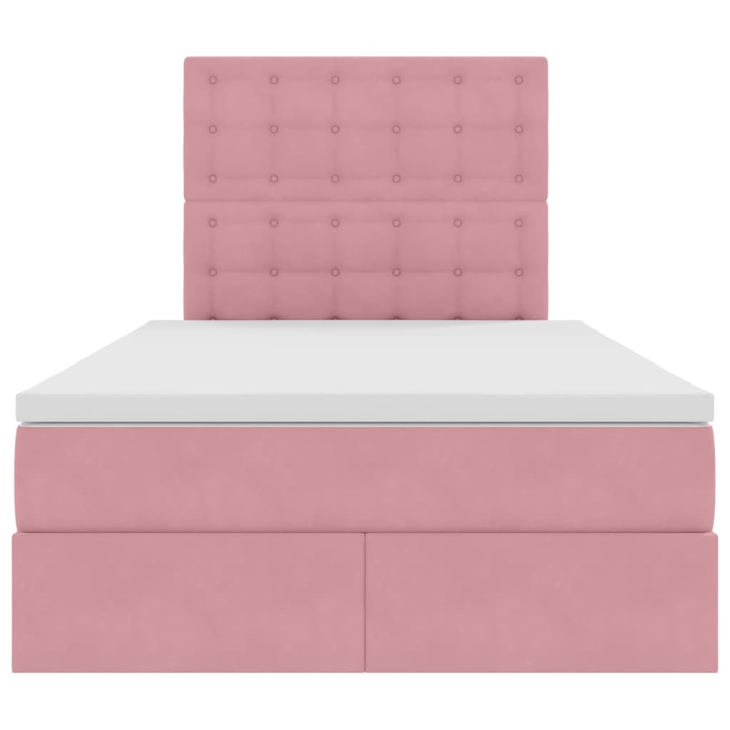 Opslag bed met matras met matras Roze 120 x 190 cm Fluweel – afbeelding 7