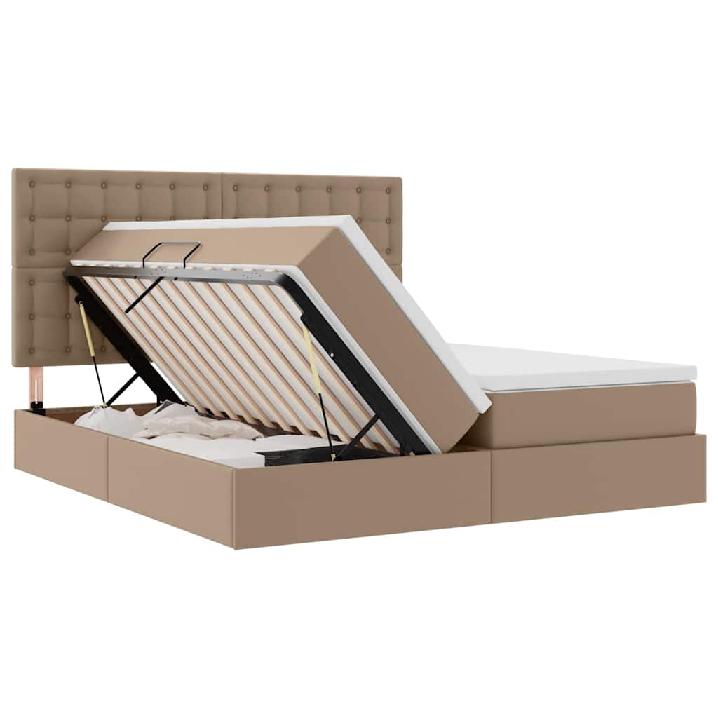 Opbergbed met matras Cappuccino 200 x 200 cm Nep Leer – afbeelding 7