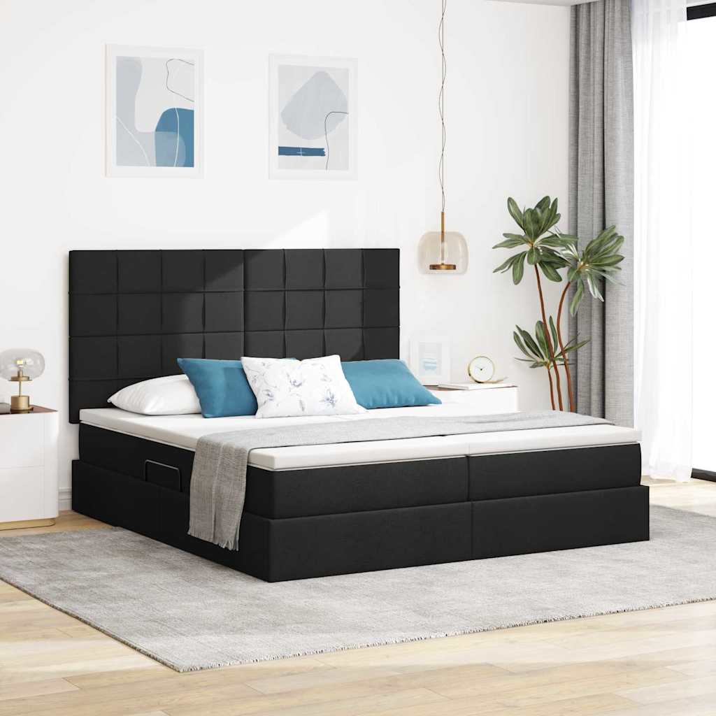 Opslag bed met matras met opslag Zwart 180 x 200 cm Nep Leer – afbeelding 1
