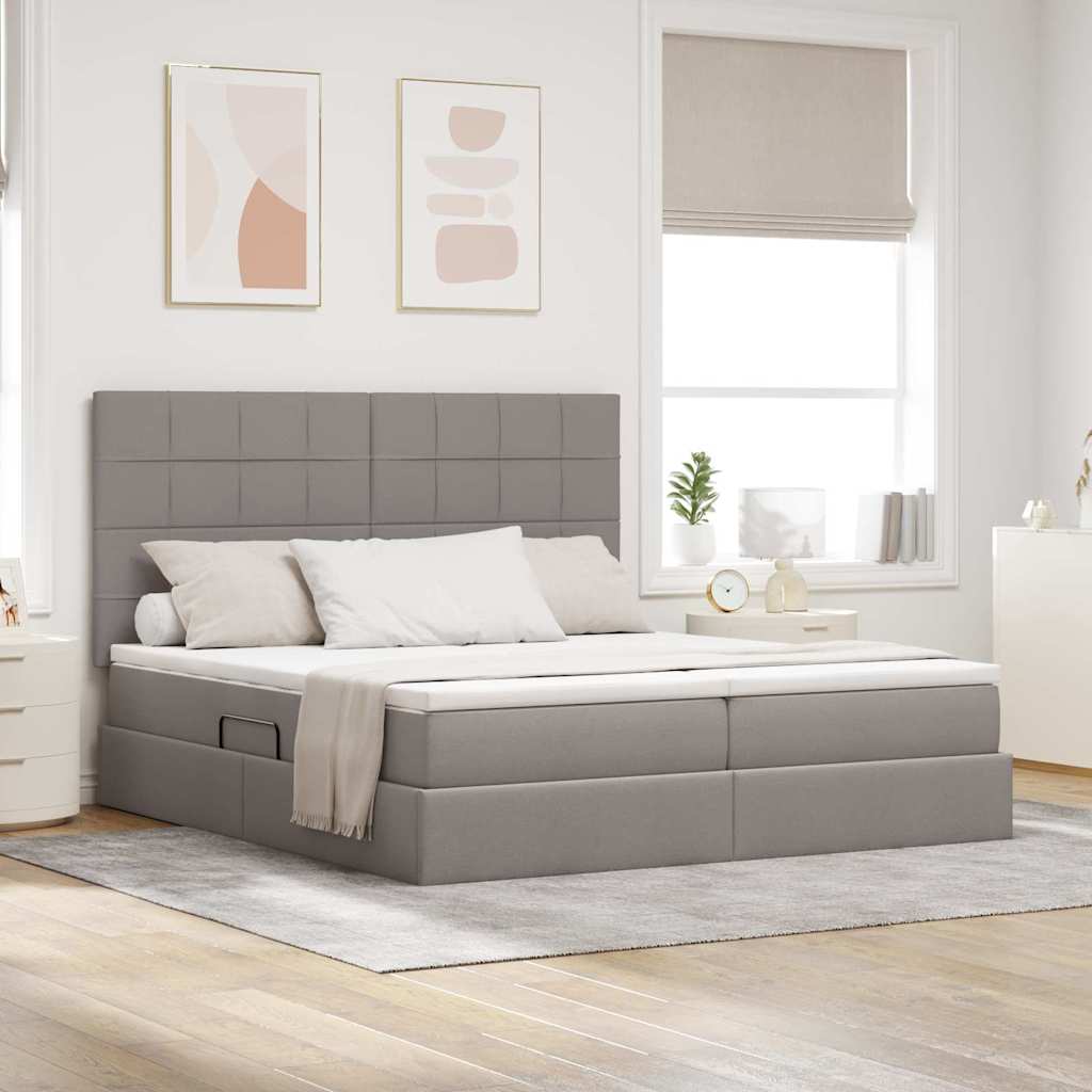 Opslag bed met hoofdeinde Taupe 180 x 200 cm Nep Leer – afbeelding 1