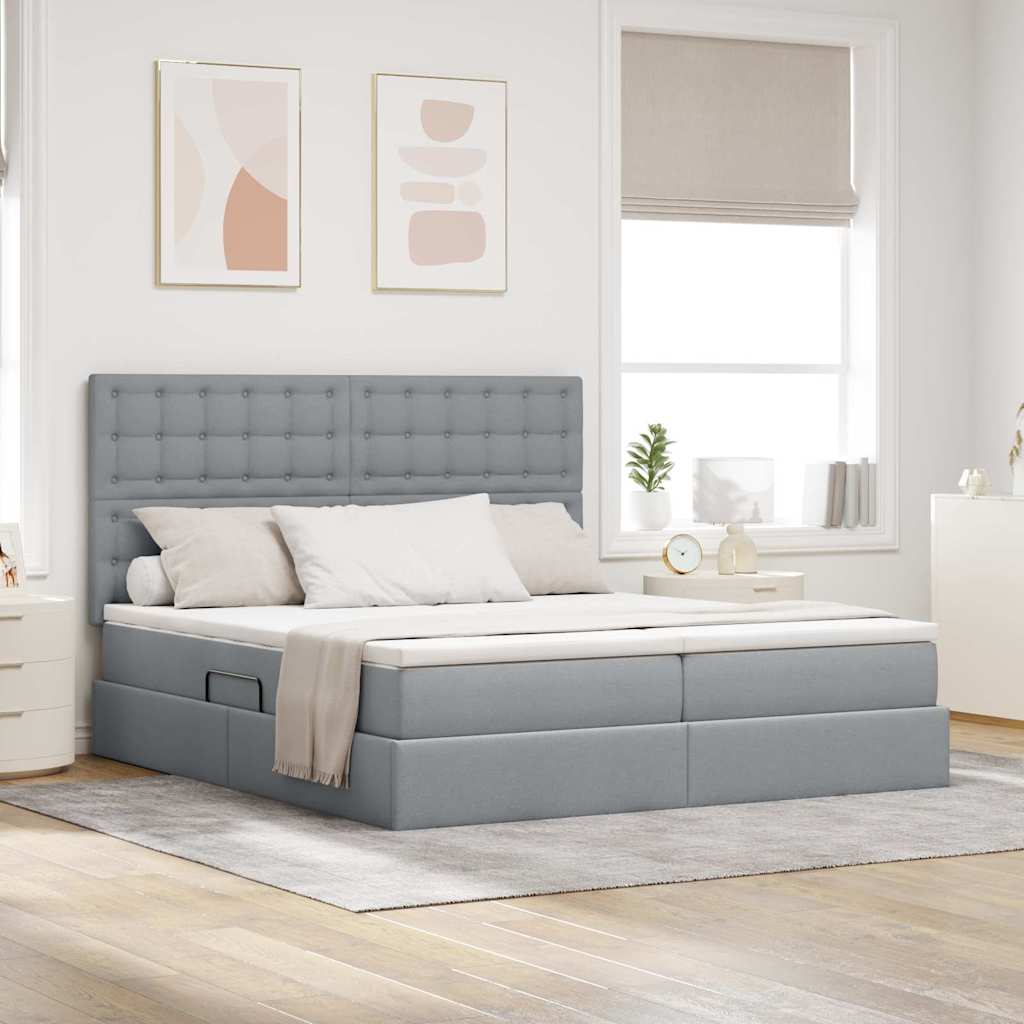 Opslag bed met hoofdeinde Lichtgrijs 180 x 200 cm Nep Leer – afbeelding 1