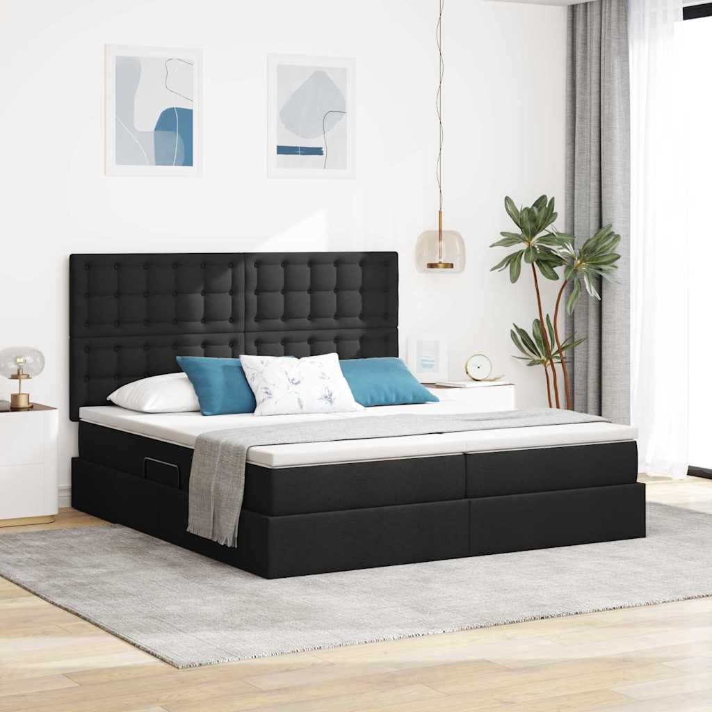 Opslag bed met hoofdeinde Zwart 180 x 200 cm Nep Leer – afbeelding 1