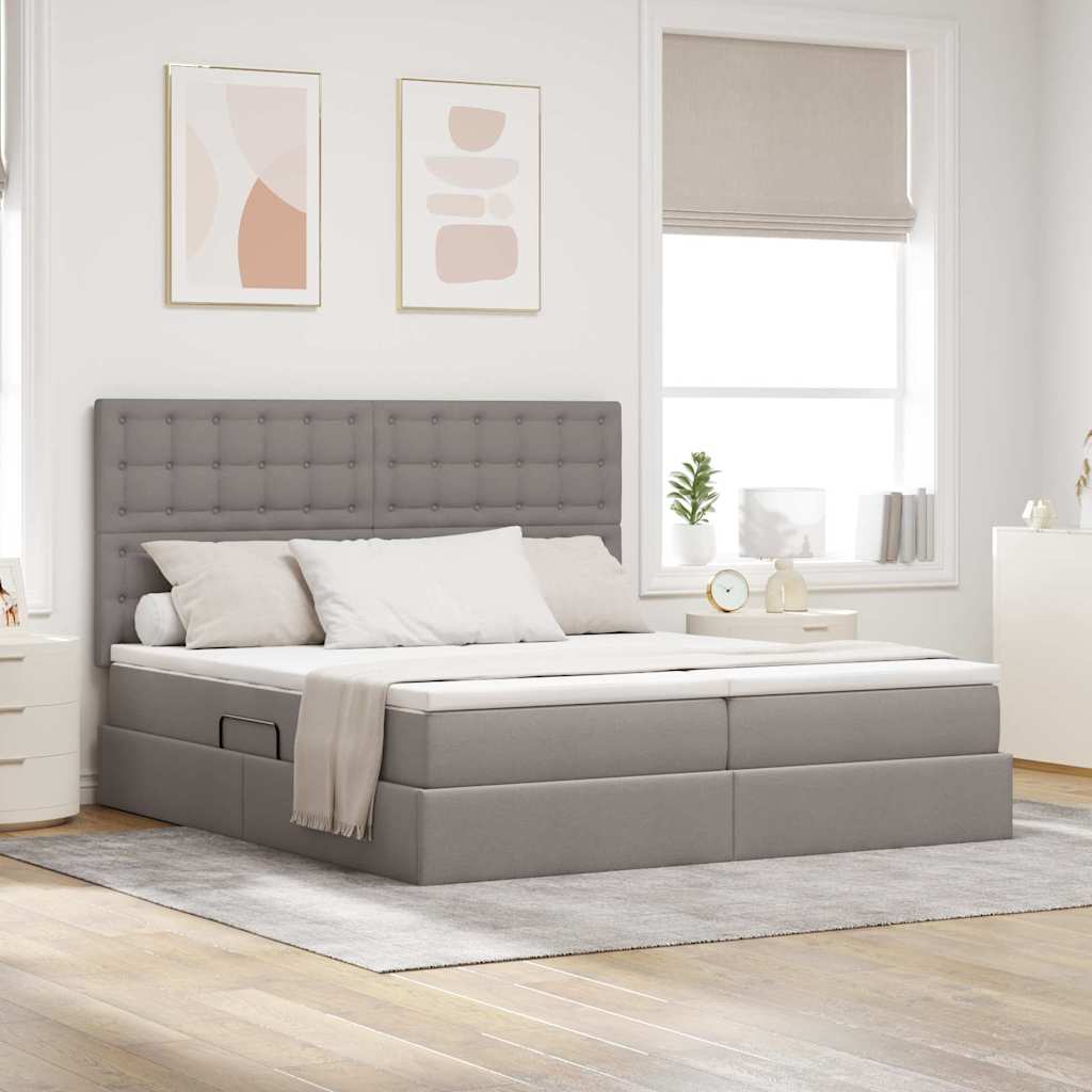 Opslag bed met hoofdeinde Taupe 180 x 200 cm Nep Leer