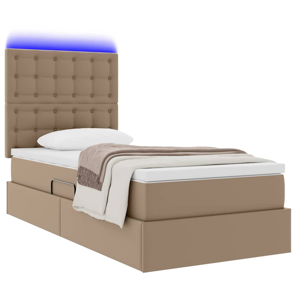 Opbergbed met LED met matras Cappuccino 100 x 200 cm Nep Leer – afbeelding 3