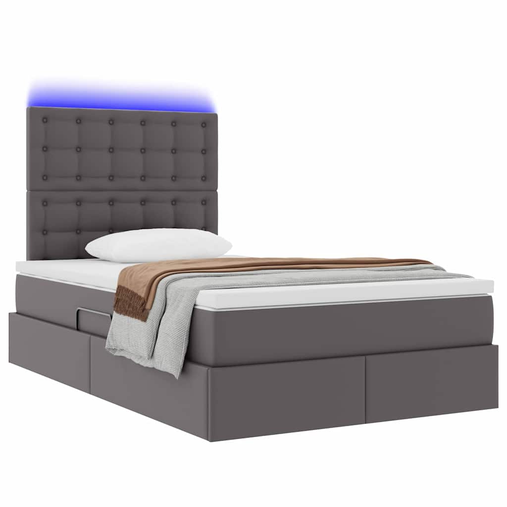Opbergbed met LED met matras Grijs 120 x 200 cm Nep Leer – afbeelding 3