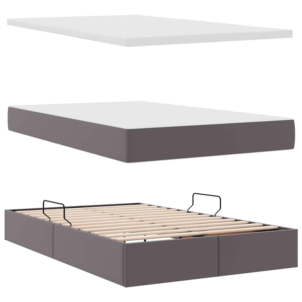 Opbergbed met LED met matras Grijs 120 x 200 cm Nep Leer – afbeelding 9