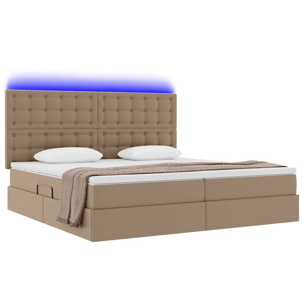 Opbergbed met LED met matras Cappuccino 200 x 200 cm Nep Leer – afbeelding 3