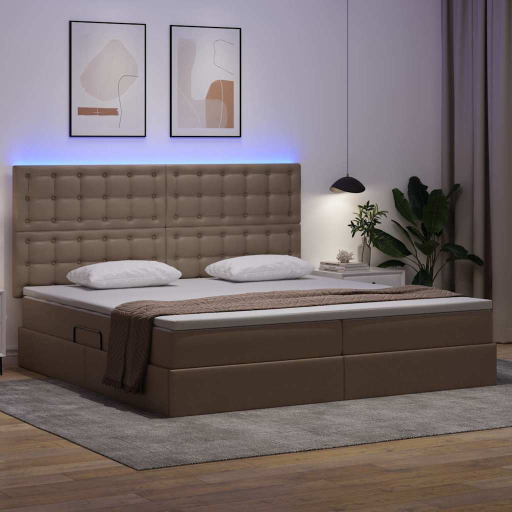 Opbergbed met LED met matras Cappuccino 200 x 200 cm Nep Leer – afbeelding 5