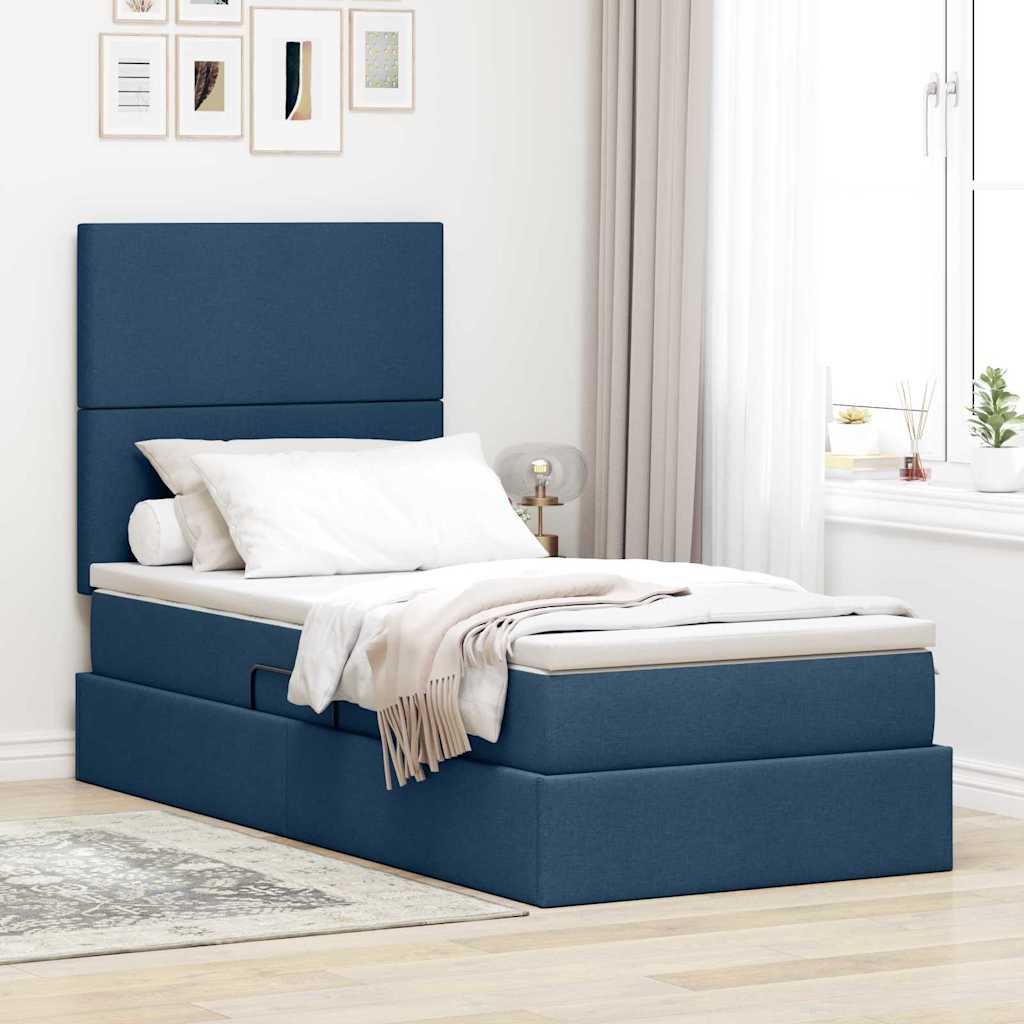 Opbergbed met LED met matras Blauw 90 x 200 cm Polyester – afbeelding 1