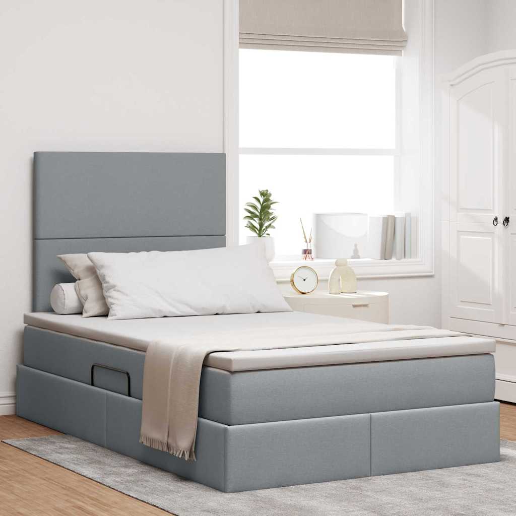 Opbergbed met LED met matras Lichtgrijs 120 x 200 cm Polyester – afbeelding 1