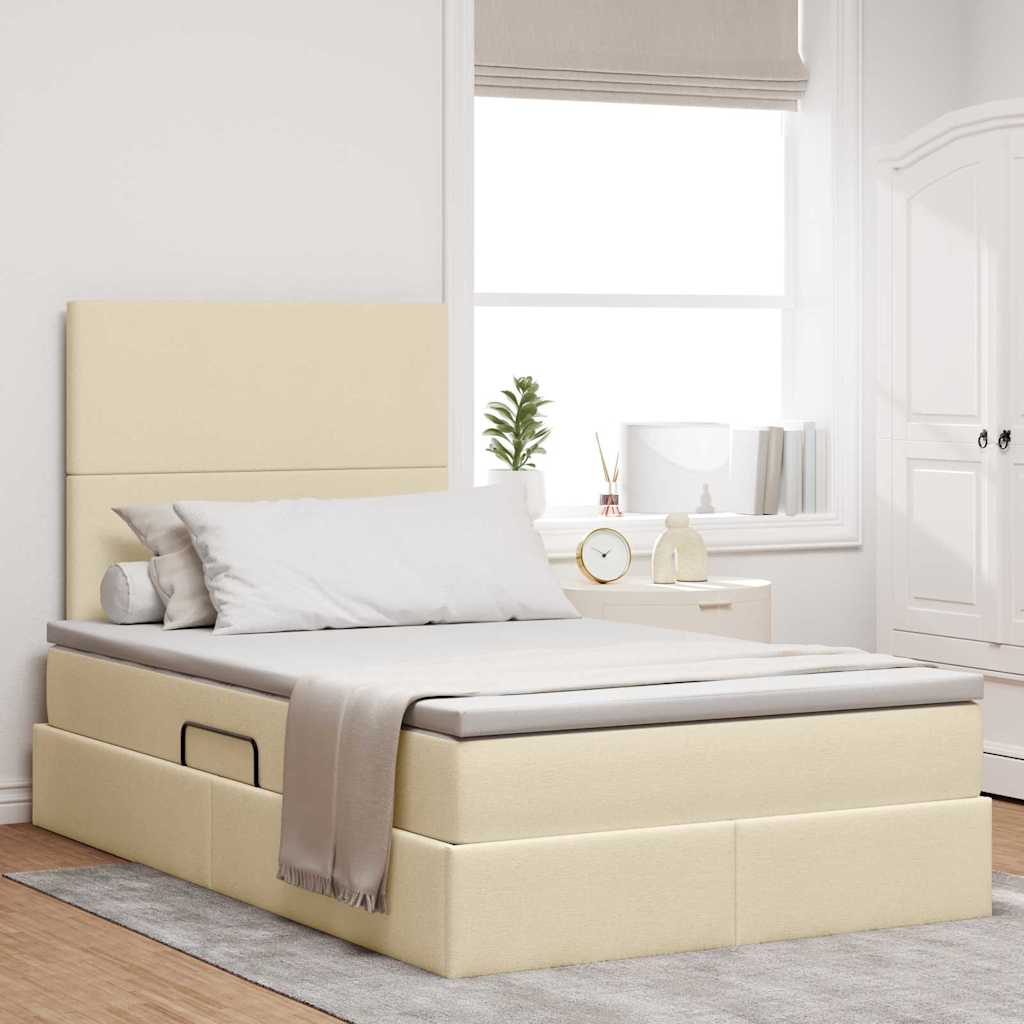 Opbergbed met LED met matras Crème 120 x 200 cm Polyester – afbeelding 1