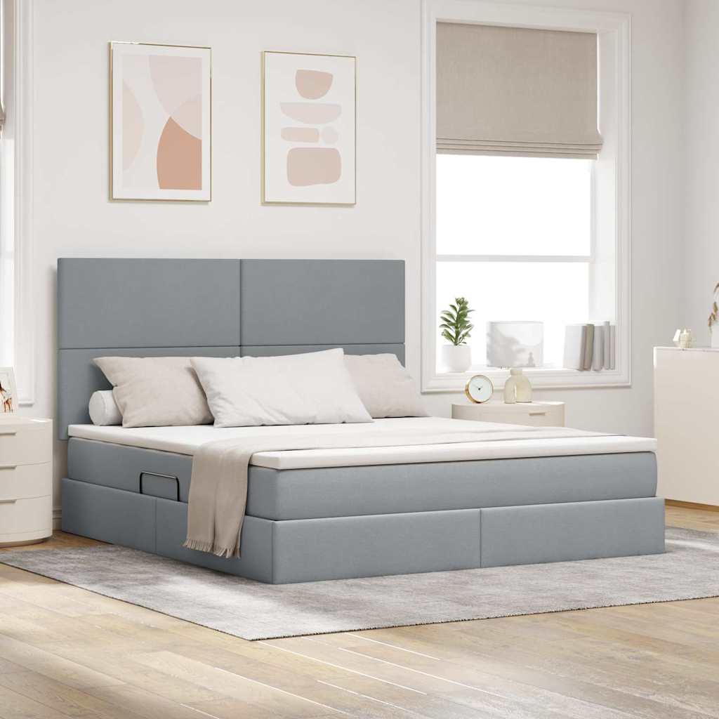 Opbergbed met LED met matras Lichtgrijs 160 x 200 cm Polyester – afbeelding 1
