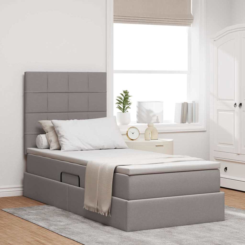 Opbergbed met LED met matras Taupe 100 x 200 cm Polyester – afbeelding 1