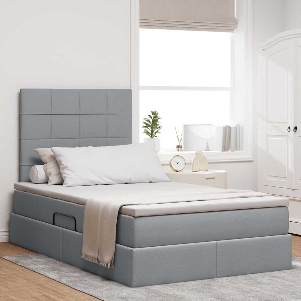Opbergbed met LED met matras Lichtgrijs 120 x 190 cm Polyester – afbeelding 1