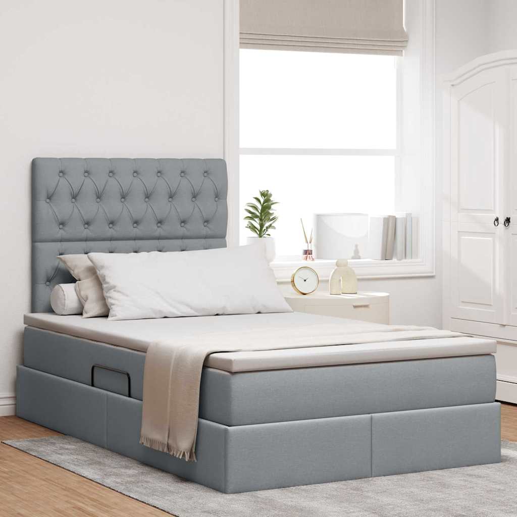 Opbergbed met LED met matras Lichtgrijs 120 x 190 cm Polyester – afbeelding 1