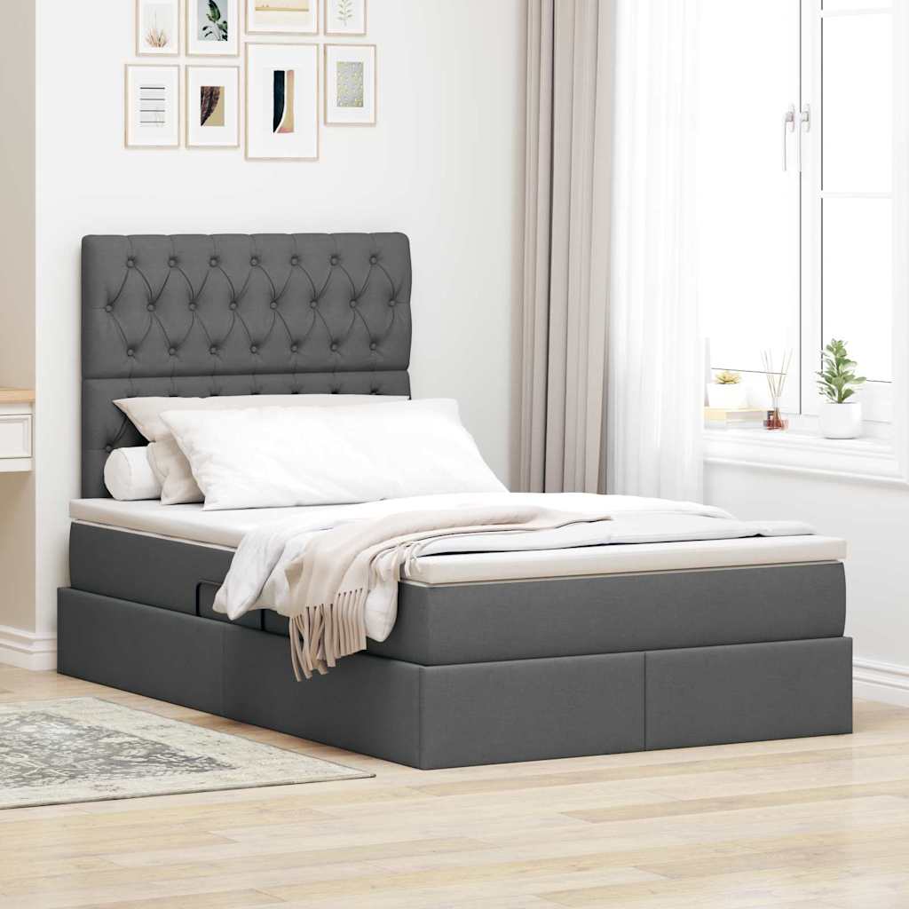 Opbergbed met LED met matras Donkergrijs 120 x 200 cm Polyester – afbeelding 1