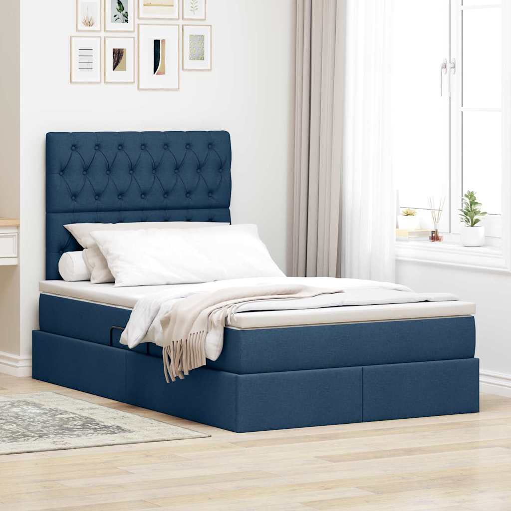 Opbergbed met LED met matras Blauw 120 x 200 cm Polyester – afbeelding 1