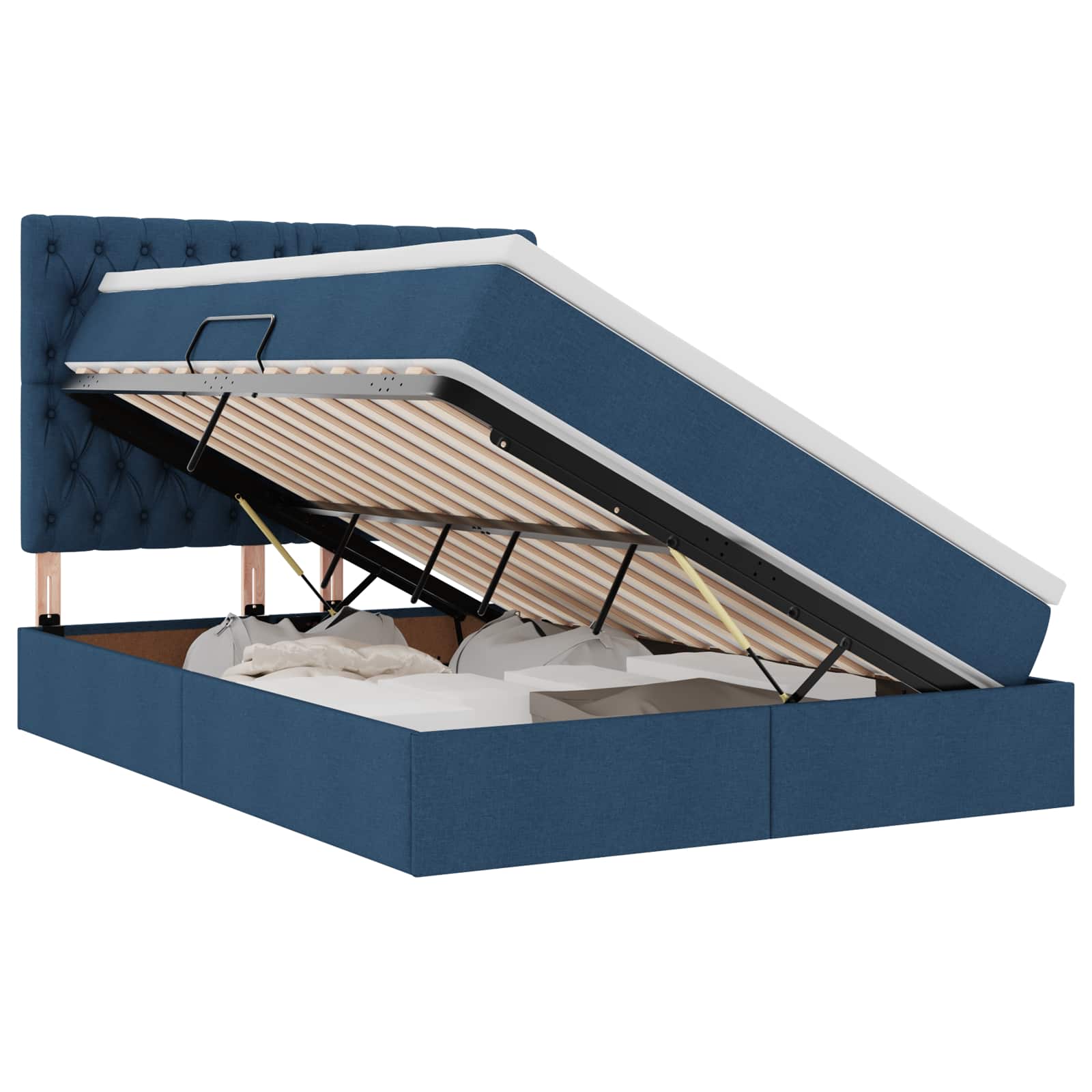 Opbergbed met LED met matras Blauw 140 x 190 cm Polyester – afbeelding 2