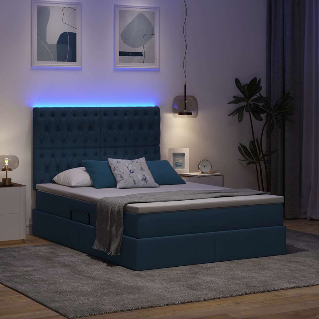 Opbergbed met LED met matras Blauw 140 x 190 cm Polyester – afbeelding 5