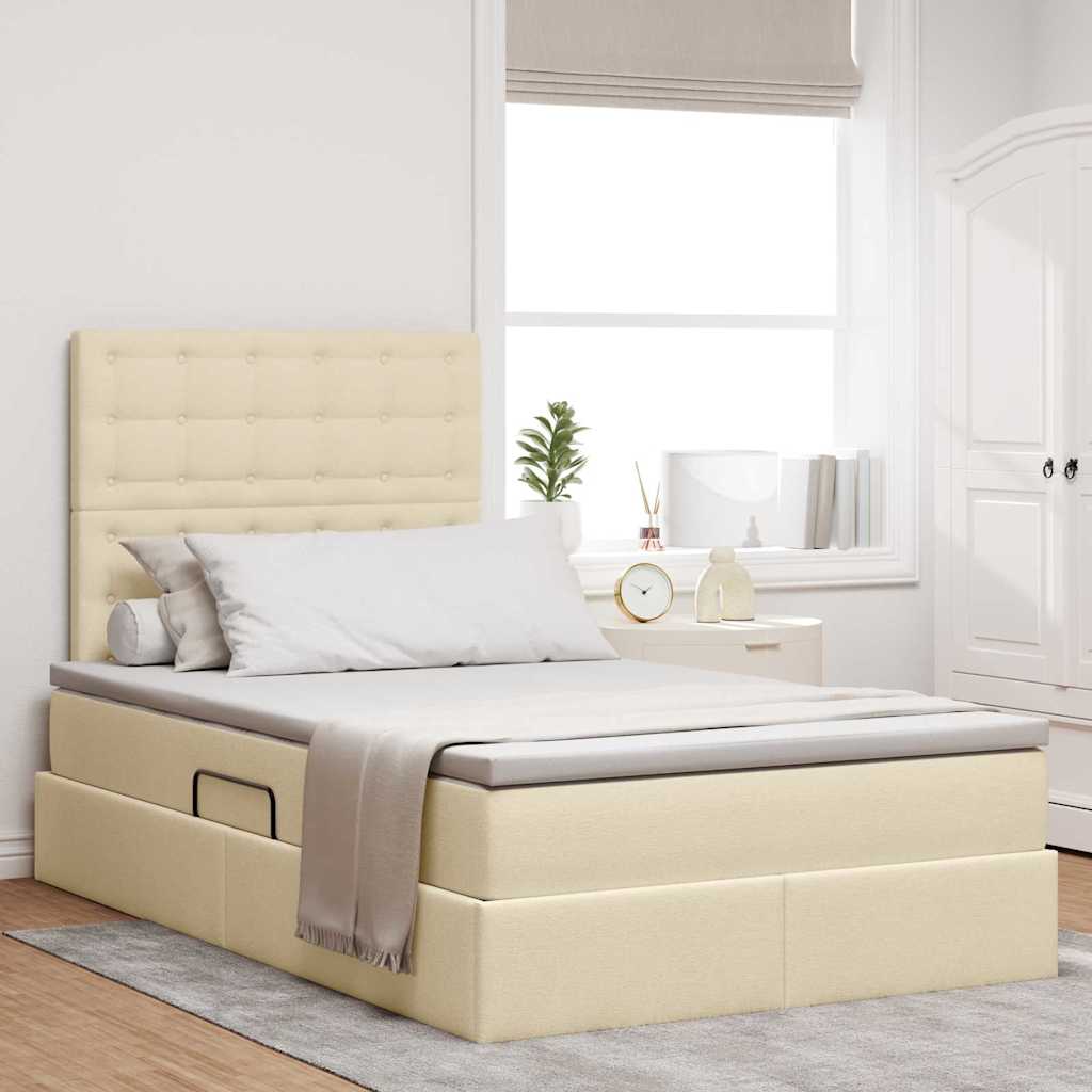 Opbergbed met LED met matras Crème 120 x 190 cm Polyester – afbeelding 1