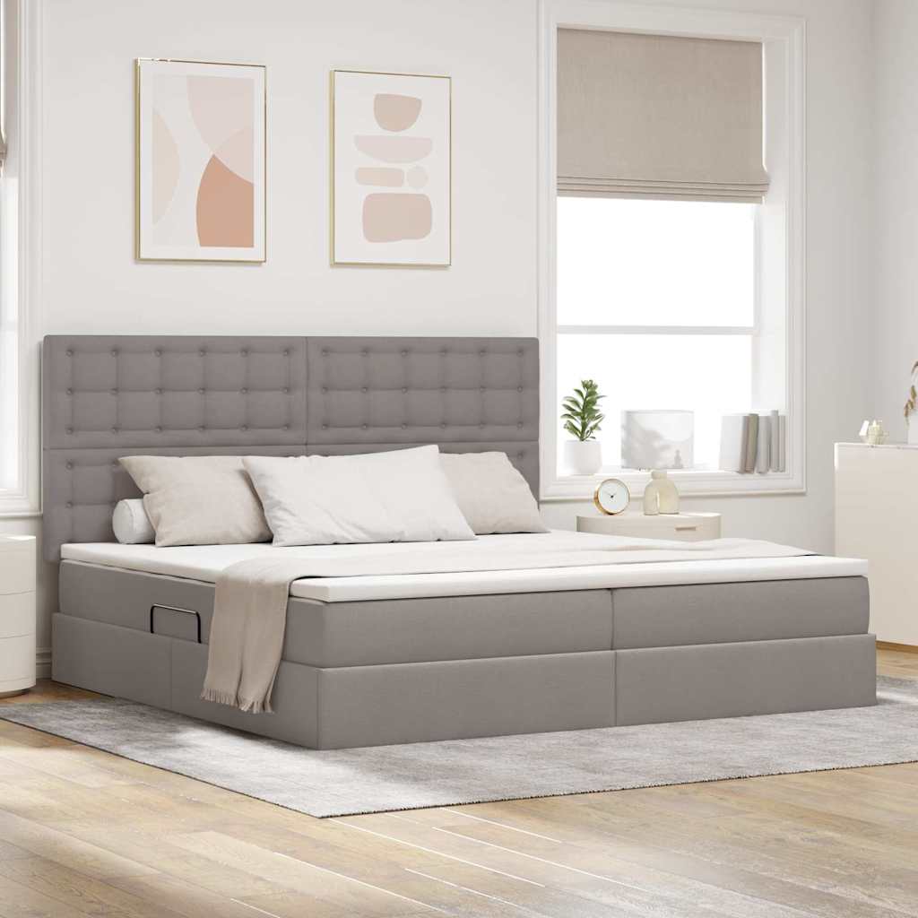 Opbergbed met LED met matras Taupe 200 x 200 cm Polyester – afbeelding 1